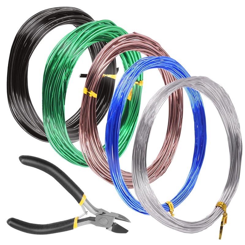 Rustark 6Pcs 5 Colors Bonsai Training Wire with Wire Cutter Kit, Anodized Aluminum Bonsai Wire Tools for Holding Bonsai Plant Branches Small Trunks - 82 Feet 0.8MM 1.0MM 1.5MM 2.0MM 3.0MM - Image 1